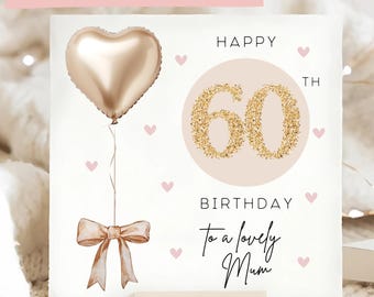 Mum 60th Gold & Beige Gem Birthday Card, Diamante Personalised Mummy 60th Card, Mum Is Sixty Card, Mum Sixtieth Birthday Card, Mum Is 60,