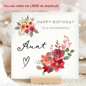 Aunt Floral Birthday Card, Special Aunty Birthday Card, Wonderful Aunt Birthday, Flower Birthday Card, For Her, Aunt Birthday Flowers