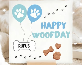 Rüde personalisierte Geburtstagskarte, Happy Woofday Karte, Haustier Geburtstagskarte, Für mein Fellbaby, Pfotenabdruck Geburtstagskarte, Hündchen Geburtstagsgeschenk