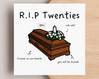 Tarjeta de cumpleaños número 30: Muerte a los 20 / Q.E.P.D. Veinteañeros / Q.E.P.D. 20 / Feliz cumpleaños / Amigo / Divertido / Broma / Humor 30 cumpleaños