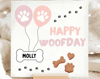 Girl Dog Personalised Birthday Card, Happy Woofday Card, Pet Birthday Card, For My Fur Baby, Paw Print Birthday Card, Doggy Birthday Gift