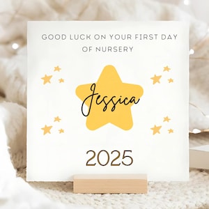 Carte personnalisée le premier jour de la crèche, carte de départ 2025, fils, fille, petit-fils, petite-fille, enfant, carte du 1er jour de tout-petit, étoile