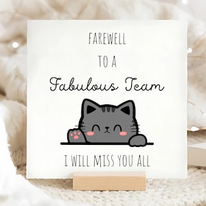 Carte d'adieu de l'équipe, je pars, cadeau pour des collègues, nouvelle carte de travail, carte d'adieu, vous me manquerez, pour vous tous, carte de remerciement