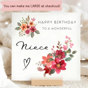 Niece Floral Birthday Card, Special Niece Birthday Card, Wonderful Niece Birthday, Flower Birthday Card, For Her, Niece Birthday Flowers