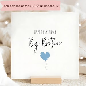 Carte d'anniversaire grand frère coeur bleu, carte d'anniversaire frère, joyeux anniversaire frère, grand frère, pour mon frère, ballon coeur bleu, Bruv, Broski