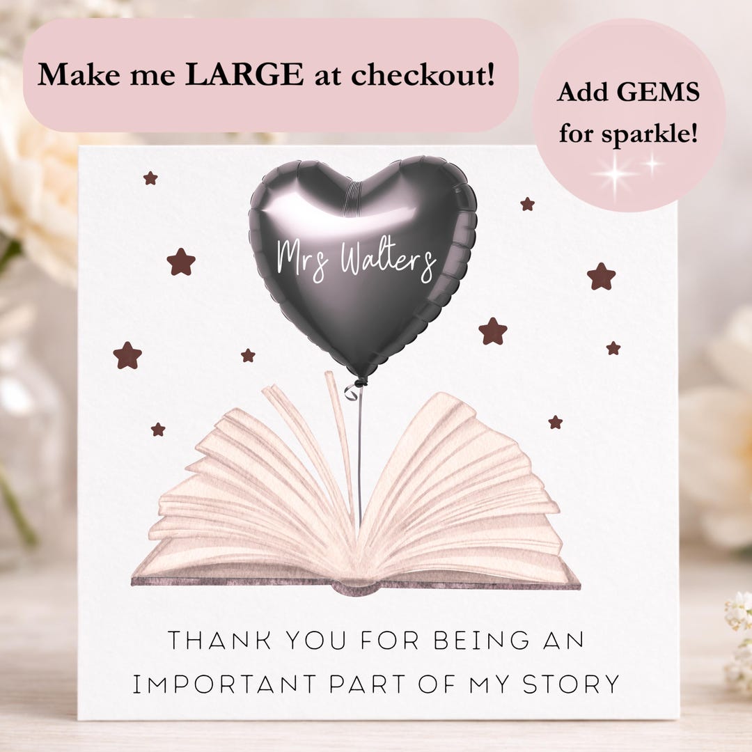 Thank You for Being an Important Part of My Story Card, Teacher Thank ...