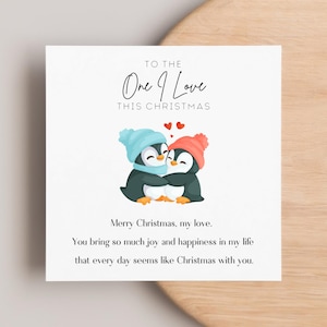 To The One I Love This Christmas Meaningful Card, Husband Christmas Card, Wife Christmas Card, Penguin Love Card, Boyfriend, Girlfriend