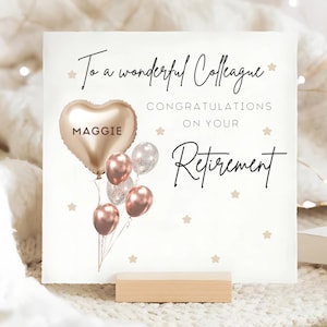 Carte personnalisée de retraite d'un collègue, carte de félicitations à la retraite, collègue porte-bonheur, carte de départ du travail, carte de retraite