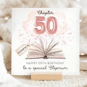 Carte d'anniversaire de belle-mère, chapitre 50, carte personnalisée des 50 ans de belle-mère, carte cinquantième anniversaire de maman, belle-mère rose 50 anniversaire