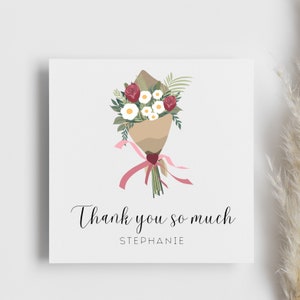 Carte de bouquet personnalisée Merci beaucoup, carte de fleurs, cadeau pour un être cher, merci, vous m'avez aidé, carte si reconnaissante, appréciation, amour