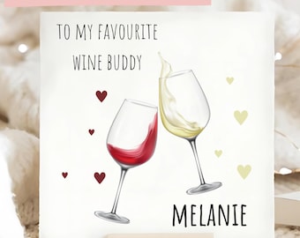 My Favourite Wine Buddy Card, Personalised Card, Wino Card, Best Friend Funny Card, Gift For Wine Lover, Red Wine Gift, White White Gift