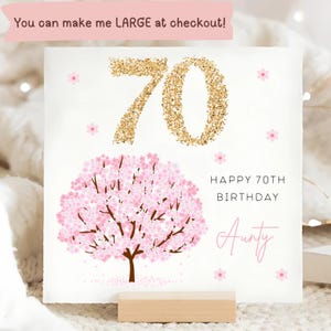 Carte d'anniversaire fleur rose des 70 ans de tante, carte personnalisée de tante des soixante-dix ans, carte tante a 70 ans, carte florale de tante, cadeau d'anniversaire de tante des 70 ans