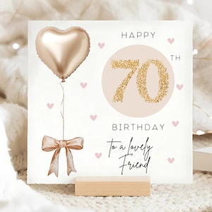 Carte d'anniversaire or et beige pour ami des années 70, carte d'anniversaire personnalisée pour un ami des années 70, un ami a soixante-dix ans, carte d'anniversaire d'un ami soixante-dixième anniversaire, un ami a 70 ans