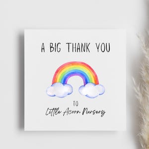 Carte arc-en-ciel Grand merci, Merci pour la crèche, Merci pour l'école, Carte de remerciements, Carte personnalisée, Carte de remerciement pour tout, Amour