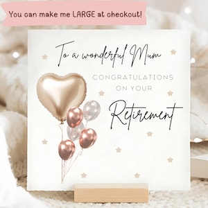 Mum Retirement Personalised Card, Congratulations Mum Retirement Card, Good Luck Mum, Mummy Leaving Work Card, Retiring Card