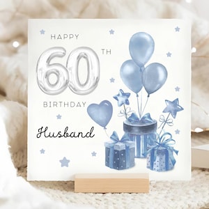 Carte cadeau 60e anniversaire mari, carte d'anniversaire mari personnalisée, carte soixantième anniversaire mari, carte mari fête ses 60 ans