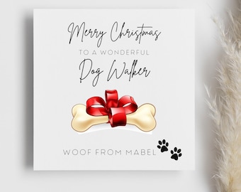 Personalised Dog Walker Groomer Christmas Card, Merry Christmas From The Dog, Woof From, Pet Lover Xmas, Gift From the Dog, Festive Dog Card