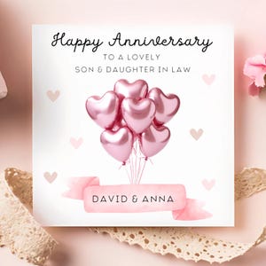 Son & Daughter In Law Happy Anniversary Card, Personalised Son and Wife Anniversary Card, Son Wedding Anniversary, Son Anniversary Card