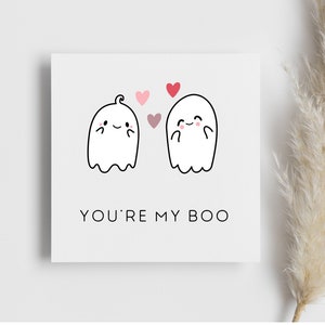 Carte You're my Boo, carte d'amour fantôme, anniversaire pour elle, anniversaire pour lui, carte d'anniversaire, carte de la Saint-Valentin, cadeau femme, cadeau mari, je t'aime