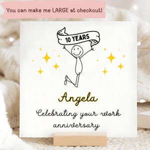 Personalised Work Anniversary Card, Black and White Card, Co-worker Anniversary Card, Thank You For Your Service Card, Work Anniversary Gift