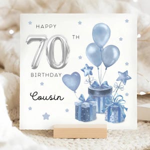 Cousin 70th Birthday Presents Card, Personalised Cousin Birthday Card, Cousin Seventieth Birthday Card, Cousin Turns 70 Card