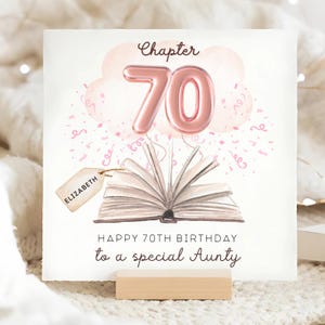 Carte d'anniversaire tantine chapitre 70, carte personnalisée tante des 70 ans, carte d'anniversaire de tante soixante-dixième, anniversaire de tante rose 70, belle carte de tante