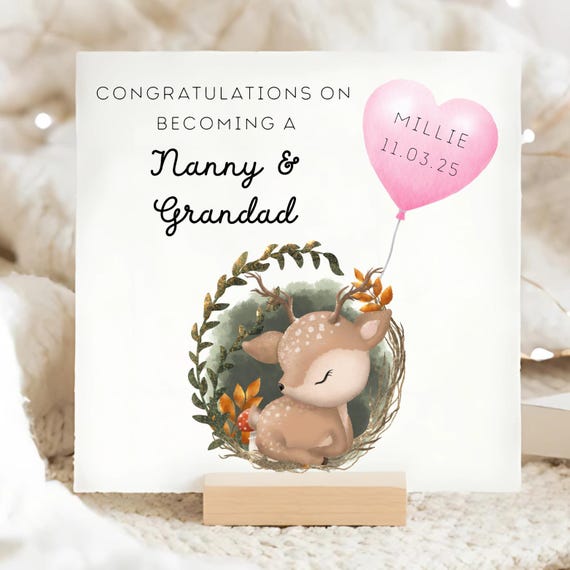 Nanny Grandad Congratulations Card, Personalised New Baby
