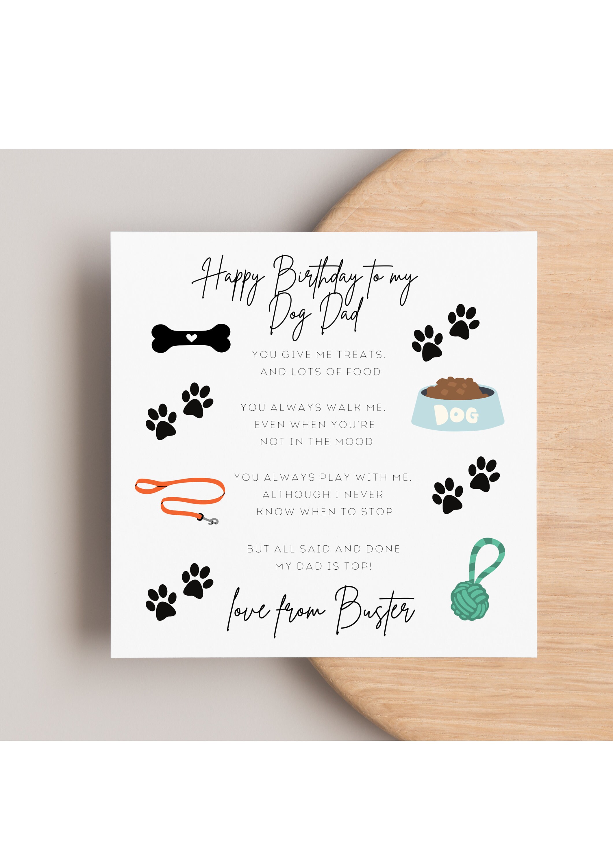 Biglietto Di Compleanno Divertente Da Parte Del Cane Per Papà: "Woof You Lots"