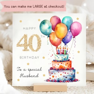 Carte ballon multicolore pour mari pour 40e anniversaire, carte d'anniversaire pour mari personnalisée, cadeau pour mari a 40 ans, cadeau pour mari a 40 ans, étape importante de son mari