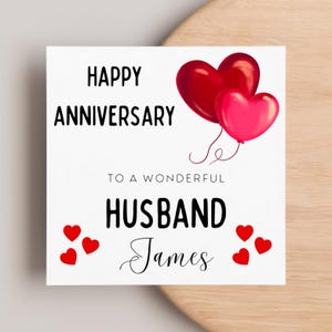 Happy Anniversary Husband Card, Love Hearts Card, Wedding Anniversary Card, Card For Him, I Love You Card, Gift For Hubby, His Anniversary