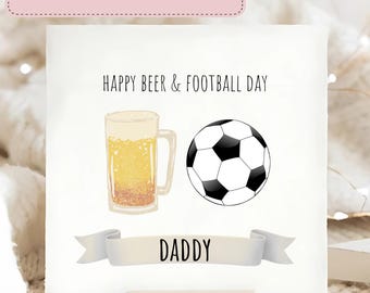 Daddy Beer & Football Day Birthday Card, Personalised Dad Birthday Card, Funny Birthday Card, Football Lover Birthday Card, Footy Papa, Pops
