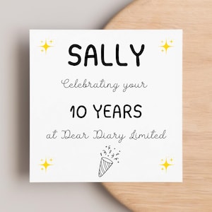 Tarjeta personalizada en blanco y negro para aniversario de trabajo, tarjeta para celebrar años de servicio, tarjeta para compañeros, aniversario de trabajo, tarjeta de cumpleaños de trabajo, de parte de todos nosotros
