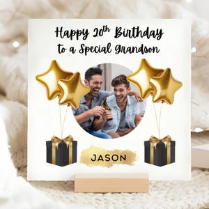 Carte d'anniversaire personnalisée avec photo de petit-fils de 20 ans, carte Photo de petit-fils a 20 ans, carte d'anniversaire de petit-fils de 20 ans, cadeau Image Photo de petit-fils