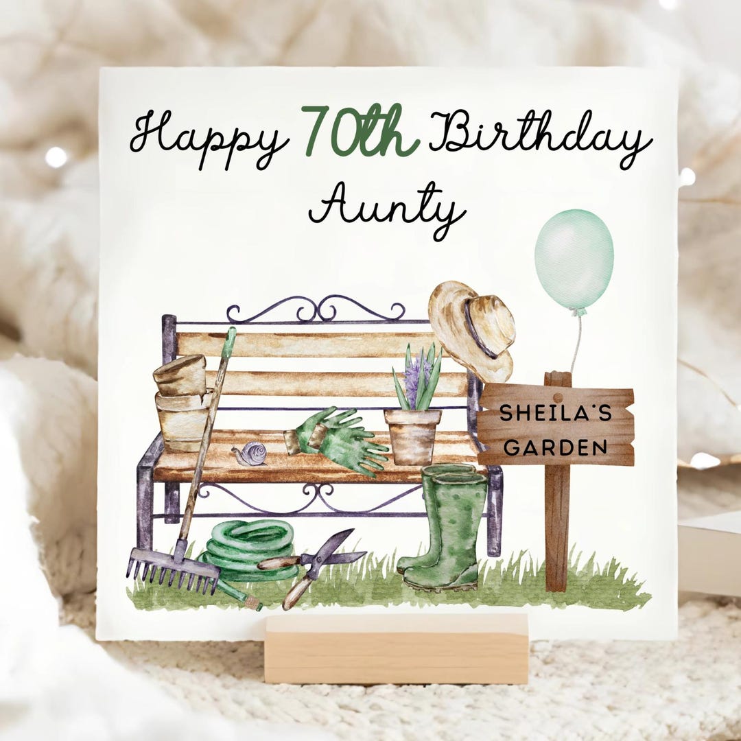 Aunty 70th Gardener Birthday Card, Personalised Gardener 70th Card ...
