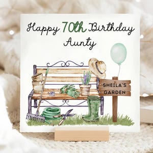 Carte d'anniversaire 70e jardinier tante, carte 70e jardinier personnalisée, carte 70e anniversaire tante, jardinage 70e cadeau tante, tante 70e