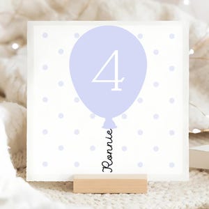 Carte de 4e anniversaire ballon bleu, carte de 4e anniversaire personnalisée, quatrième anniversaire de son fils, anniversaire de neveu, carte de petit-fils, avoir 4 ans, quatre