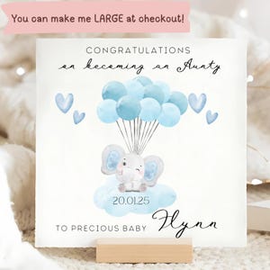 Congrats On Becoming An Aunty Card, To A Baby Boy Card, Personalised New Aunt Card, New Nephew Card, Congratulations On Your Nephew Card