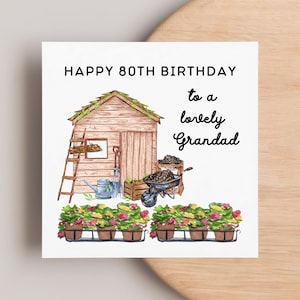 Carte grand-père jardinier heureux des années 80, carte grand-père personnalisée, quatre-vingts ans, 80 ans, lotissement, grand-père, pops, carte spéciale grand-père, grand-père