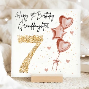 Carte d'anniversaire de petite-fille, 7 ans, petite-fille, 7 ans, cadeau pour un enfant de 7 ans, carte spéciale petite fille, de la part d'une nounou