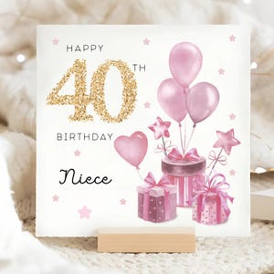Carte cadeau 40e anniversaire nièce, carte d'anniversaire nièce personnalisée, carte quarantième anniversaire nièce, nièce aura 40 ans, jolie carte nièce