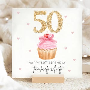 Carte de petit gâteau d'anniversaire de tante 50e, carte spéciale tante des 50 ans, cinquantième anniversaire de tante, carte personnalisée des 50 ans, cadeau pour tante des 50 ans, belle tante