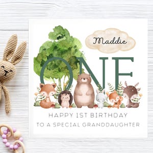 1er anniversaire de petite-fille, carte personnalisée de petite-fille, premier anniversaire de petite-fille, petite-fille