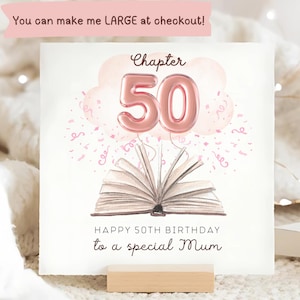 Carte d'anniversaire du chapitre 50 de maman, carte personnalisée des 50 ans de maman, carte du cinquantième anniversaire de maman, anniversaire de la mère rose 50, belle carte de maman
