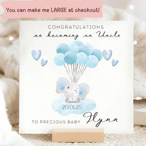 Congrats On Becoming An Uncle Card, To A Baby Boy Card, Personalised New Uncle Card, New Nephew Card, Congratulations On Your Nephew Card