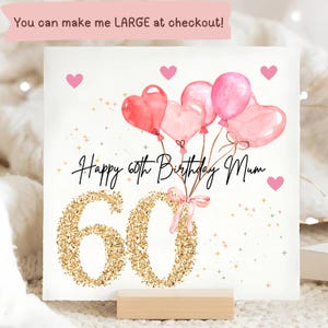 Carte personnalisée or et rose de 60e anniversaire, grand-mère, maman, amie, soeur, pour elle, carte d'anniversaire importante, 60 et fabuleux, soixantième anniversaire