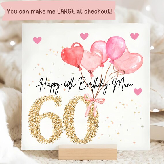 Personalised 60th Birthday Gold & Pink Card, Nan, Mum, Friend, Sister, For her, milestone birthday card, 60 and fabulous, sixtieth birthday