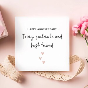 Tarjeta de aniversario 'Alma gemela y mejor amiga', tarjeta de años juntos, tarjeta de 'Te amo', para esposo, para esposa, para novia, para novio
