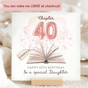 Daughter Chapter 40 Birthday Card, Personalised Daughter 40th Card, Daughter Fortieth Birthday Card, Daughter Pink 40 Birthday
