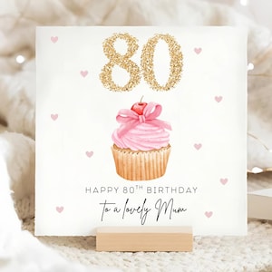 Carte de cupcake pour les 80 ans de maman, carte spéciale de 80 ans pour maman, 80e anniversaire de mère, carte personnalisée pour les 80 ans, cadeau pour les 80 ans de maman