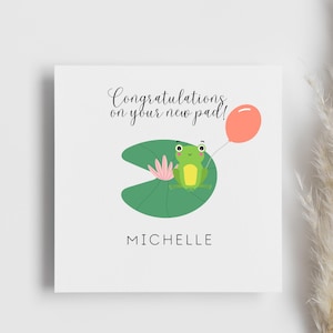 Congratulations On The New Pad Card, Lilypad Frog Card, Moving House Card, Friends Moving Card, Personalised Card, Gift For Relocating